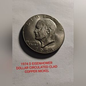 1974 D Eisenhower Dollar Coin VINTAGE CIRCULATED VG CONDITION
